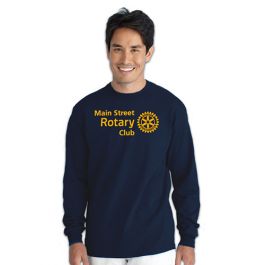 Custom Navy Long-Sleeve Rotarian At Work T-Shirt
